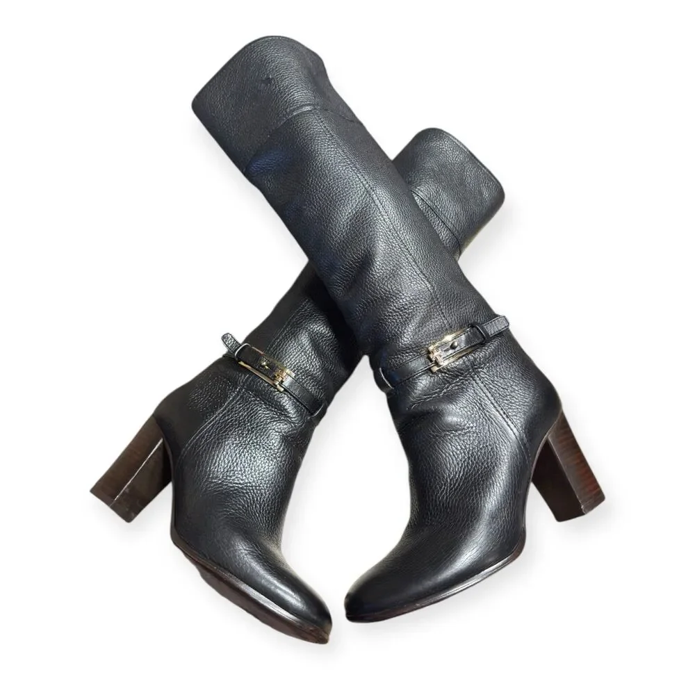Tory Burch Jenna Knee High Pebble Leather Boots Women's Size 7.5M Boho - Picture 4 of 11
